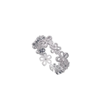 DAIIIBABYYY  -  Lace Flower Zircon Rings For Women Girls Simple Trendy Gentle Exquisite Creative Elegant Sweet Anniversary Jewelry Gifts